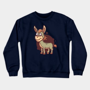 cute smiling donkey standing design Crewneck Sweatshirt